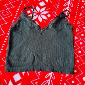 Wild Fable Black Lace Trim Crop Top